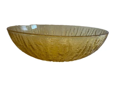 Centro de mesa grande de vidrio ámbar vintage de corte pesado MCM Foto 1 de 4