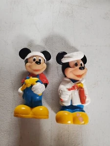 2 Vintage ARCO Walt Disney Mickey Mouse Vinyl Figure Toy 3" Tall Painter Worker - Picture 1 of 3