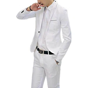 2PCS Men Suits Slim Fit Tuxedo Suits Solid Color Formal Blazer Jacket and Pants - Picture 1 of 39