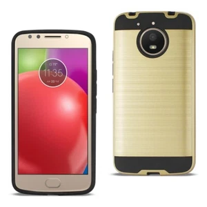 Motorola Moto E4 Plus Hybrid Case Protect Cover Metal Brushed & Shockproof Gold - Picture 1 of 4