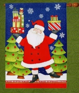 SANTA WITH GIFTS DEBBIE MUMM House Flag Snowflakes Christmas Tree NOS NU 28"x40" - Picture 1 of 1