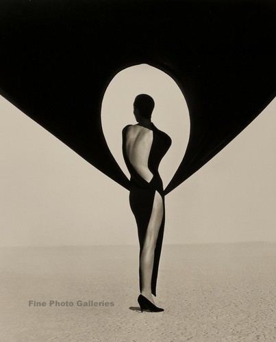 Abito Versace moda femminile HERB RITTS vintage 1990 deserto vento foto arte 11x14