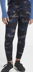 Athleta Girl MID Rise Printed Chit Chat Tight Size L/12 Black Blue Camo - Picture 1 of 7