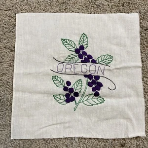"Colcha cuadrada de punta de aguja vintage del estado de Oregón ~ 12"" x 12""" - Imagen 1 de 1