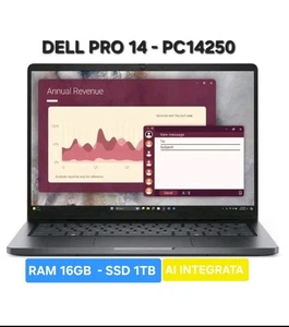 Dell Pro 14 PC14250 Ultra 7-265U v Pro AI INTEGRATA SSD 1TB RAM 16GB WIN11 - Foto 1 di 15