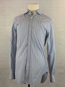 Kiton Italy Men's Blue Stripe Cotton Dress Shirt 16 36/37 41 $1,198 - Picture 1 of 9