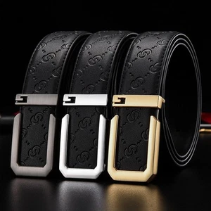 Leather Black Gold Belt fashion Luxury Business Jeans Suits classic versatile - Picture 1 of 14