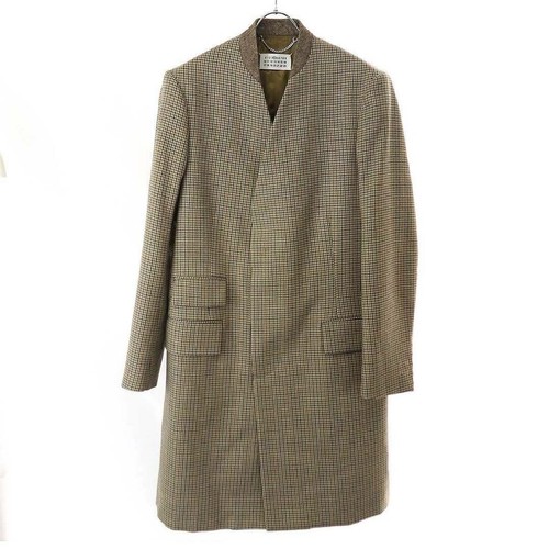 Cappotto Maison Margiela 4 21AW senza colletto a quadri S51AA0305 S53030 beige usato0