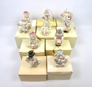 Vintage Lenox jährlicher Weihnachtsschmuck Set x10 Schneemann Santa Teddybär Porzellan - Bild 1 von 12