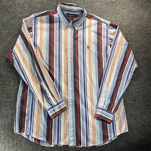 Camisa Polo Ralph Lauren Para Hombres XL Multicolor Rayas Con Botones Ajuste Personalizado Algodón - Imagen 1 de 14