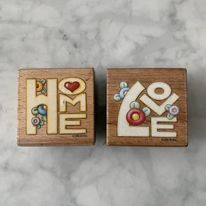 Mary Engelbreit Home And Love Retro 2” Rubber Stamp Wood Mount ME-E-INC - Picture 1 of 5