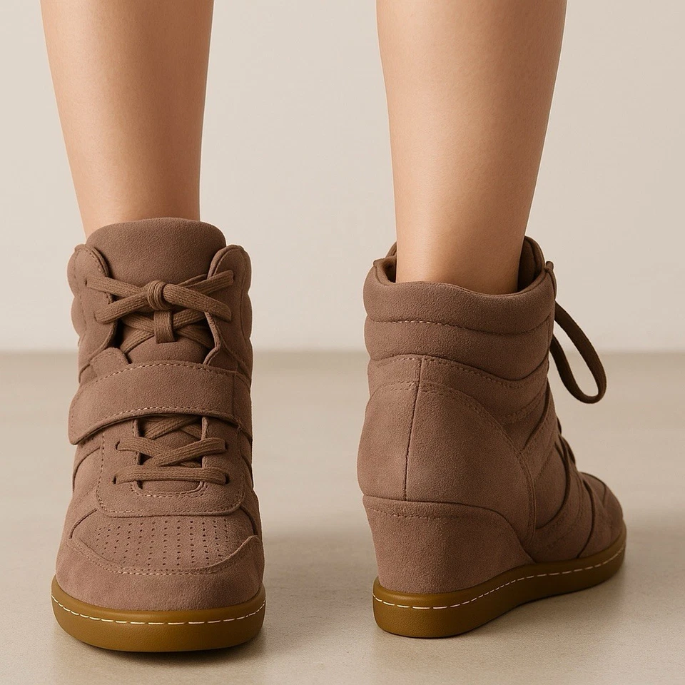 Limited by A.S.H. Zapatillas altas cuña oculta gamuza marrón topo EE. UU. 9  Foto 1 de 4