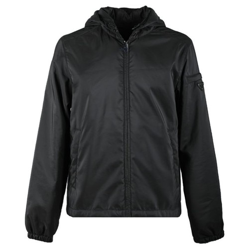 Prada Giacca Leggera Imbottita con Cappuccio Nero 106O F0002 130306990