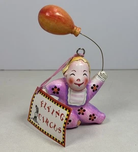 Handmade In Bali Clown W/ Balloon Ornament Flying Circus - Picture 1 of 4