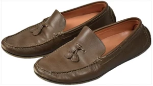 Hermes Mens Brown Leather Loafers Shoes Size 43 - 9 US - Picture 1 of 9