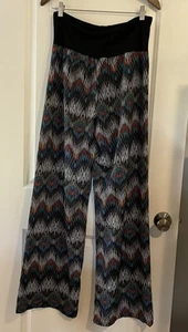 Pantalones de lapislázuli multicolores a rayas pierna ancha cintura elástica para mujer XL hechos en EE. UU. - Imagen 1 de 9