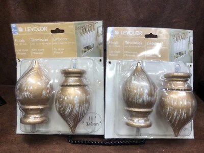 Juego de 2 remates Levolor bronceado con varilla de cortina blanca angustiante para 1-3/8" - 2 Foto 1 de 2