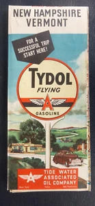 1947 New Hampshire Vermont road map Flying A oil gas Tydol - Picture 1 of 4