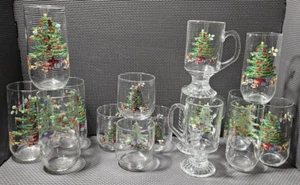 HUGE lot (15 pc) Luminarc Noel Christmas Tree Vintage Glasses 1992 - Picture 1 of 15