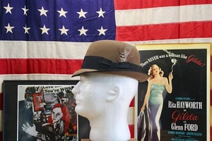 Brown Fedora Parkleigh Gimbels Exclusive Hat Size 6 3/4 Bound Edge With Feather - Picture 1 of 11