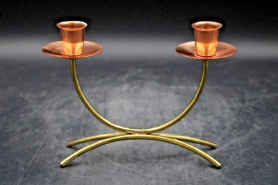Kerzenständer aus Kupfer Messing Tischleuchter für 2 Kerzen Kerzenhalter H 14 cm - Bild 1 von 4