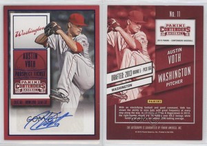 2015 Panini Contenders Prospect Ticket Blue Foil Austin Voth #11 Auto