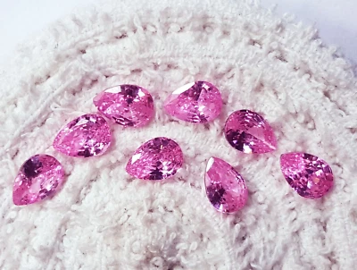 6x4 mm Pink Sapphire Pear Shape 8 Pcs Lot Loose Gemstone With Free Shipping - Image 1 of 4