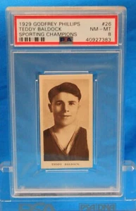 1929 GODFREY PHILLIPS #26 Teddy Baldock PSA 8 NM-MT #40927383 SPORTING CHAMPIONS - Picture 1 of 2