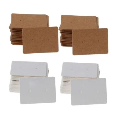 100Pcs Paper Kraft Cards Earrings Ear Studs Display Jewelry Packaging Cards v - Image 1 of 4