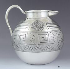 Neat South American Peruvian or Colombian Silver Pitcher / Jug w/ Incan Designs