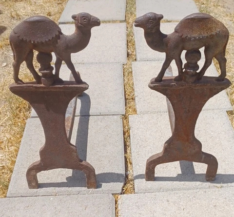 Andirons Camels Antique Cast Iron Andiron Carnival Circus Desert Theme Cover