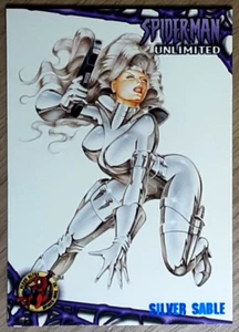 1997 Spider-Man Blue Foil Card 59 SILVER SABLE. Free New Top Loader. - Picture 1 of 3