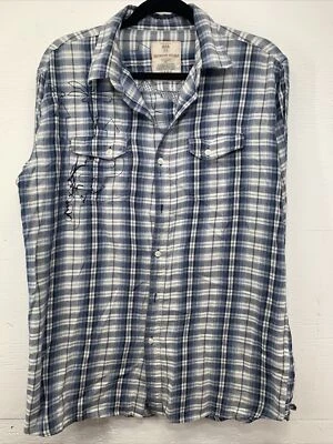 Route 66 Men’s SZ.L shirt blue flannel, long sleeve button up 100% cotton - Image 1 of 4