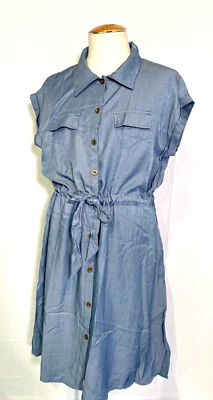 NUEVO CON ETIQUETAS LULAROE Stacie Denim AZUL Camisa con Cinturón Vestido de Verano Bolsillos Talla XL Foto 1 de 4
