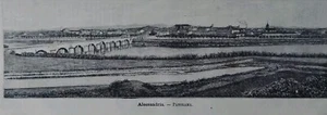 Piemonte - Alessandria Panorama. incisione Antica del 1891 xilografia PREMOLI - Foto 1 di 3