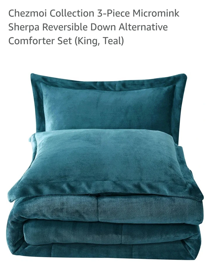 Chezmoi Collection 3-Piece Ultra-Soft Plush Micromink Sherpa Comforter Set - Image 1 of 1