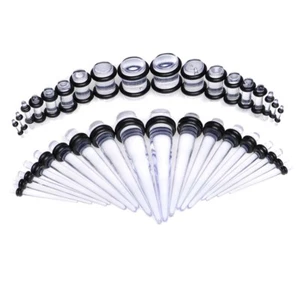 24-36Pcs Ear Stretching Kit Beginner Gauge Acrylic O-Ring Taper Plug Set 14G-00G - Picture 1 of 39