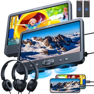 2x10.5" Dual Screen Car Headrest DVD Player TV Monitor HD 1080P HDMI USB Headset - Picture 1 of 14