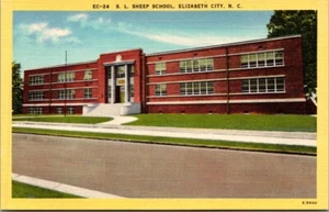 S.L. SHEEP SCHOOL Elizabeth City, North Carolina NC linen Postcard - Imagen 1 de 2
