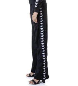 NWT Women Kappa 222 Banda Wrastoria Snap Black Tape Pants Size M Regular Fit YV0 - Picture 1 of 10