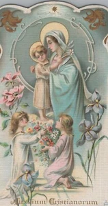 Antique Catholic Die cut  Prayer Card Auxilium Christianorum  - Picture 1 of 2