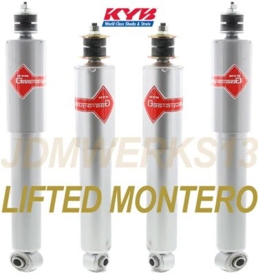 KYB 4 AMORTIGUADORES DE ACTUALIZACIÓN DE ALTA RESISTENCIA para MITSUBISHI MONTERO 92-00 elevado de 2-3 pulgadas Foto 1 de 2