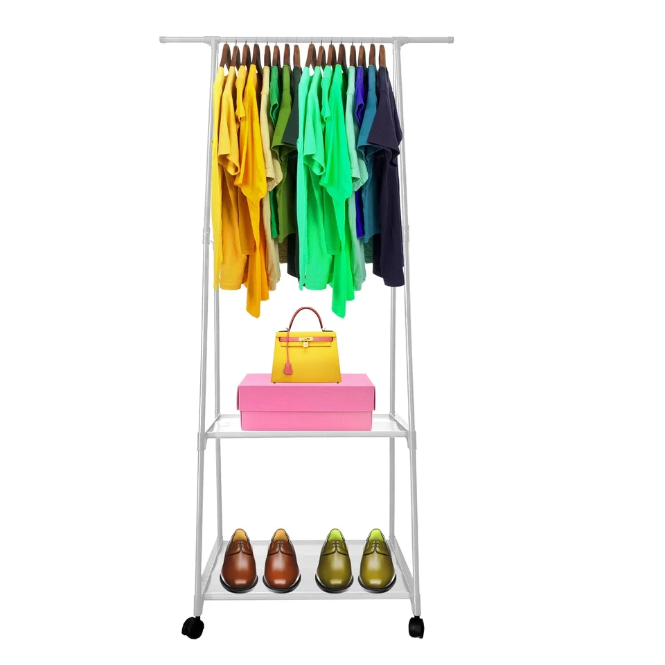 Perchero Burro Majestic Nyana Home 1 Barra Superior 2 Estantes Inferiores Ruedas - Imagen 1 de 4