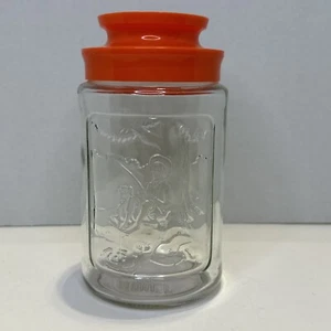 Vintage "SOMMER" Glas Anchor Hocking Klarglas Orange Deckel Angeln Aufbewahrung Kanister - Bild 1 von 12