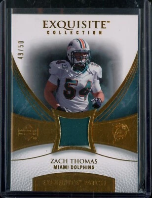 2007 Upper Deck Exquisite Zach Thomas Game-Used Jersey Patch #'d 49/50 - Image 1 of 2