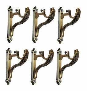Antique Brass Door and Window Curtain Supporter Bracket Holder for 1 Inch Rod US - Picture 1 of 2