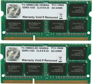 G.SKILL 16GB (2 x 8GB) 1333MHz PC3 10666 Laptop Memory Model F3-10666CL9D-16GBSQ - Picture 1 of 4