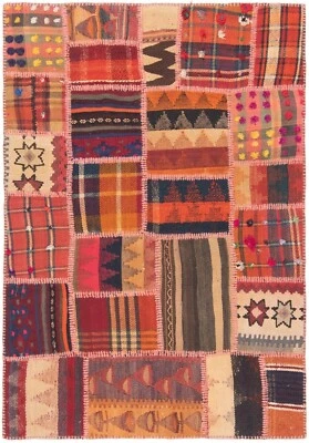 Kelim Patchwork Handgewebter 144x100 cm-Perserteppich,Rug,Orient,kilim,Carpet - Bild 1 von 4