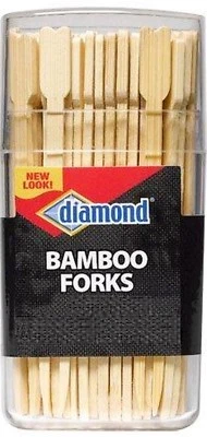 HORQUILLAS BAMBÚ DIAMANTE PINCHO 3.5" entremeses fiesta aperitivo kabob barbacoa Foto 1 de 4