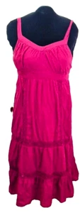 Sonoma Kleid Damen L Rosa Ärmellos Stufen Baumwolle Lang Boho Versand aus USA - Bild 1 von 9